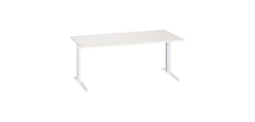 Bureau droit blanc L 180 cm piètement "L" métal Essens