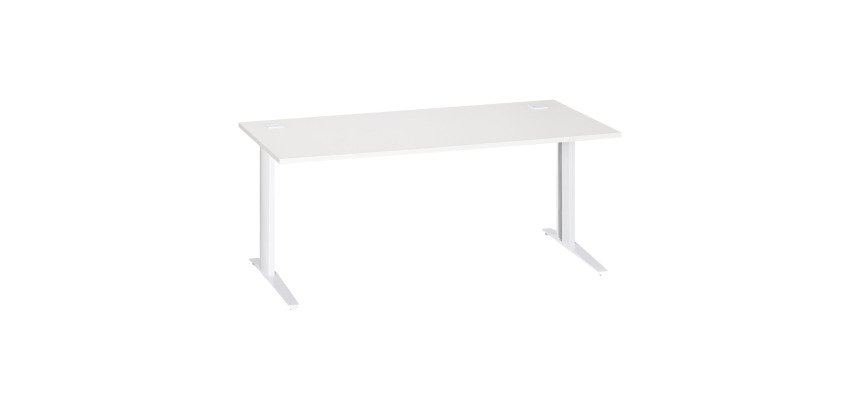 Bureau droit blanc L 180 cm piètement "L" métal Essens