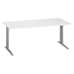 Bureau droit blanc L 180 cm piètement "L" métal Essens