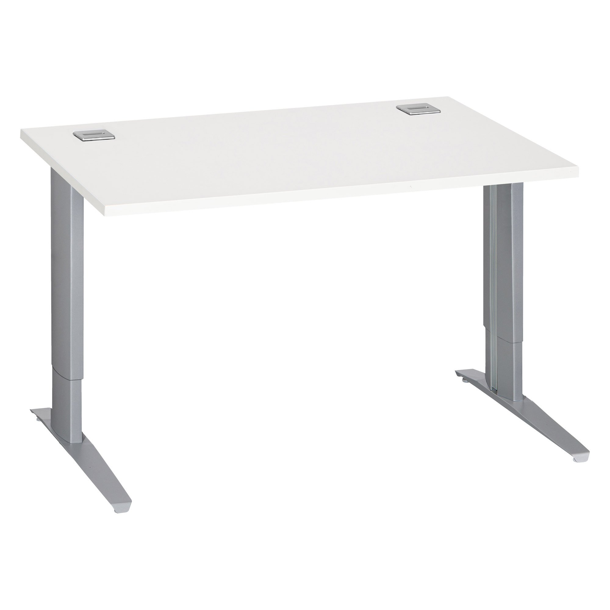 Bureau droit blanc réglable L 120 cm piètement "L" métal Essens
