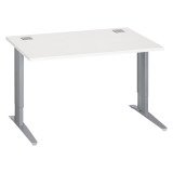 Bureau droit blanc réglable L 120 cm piètement "L" métal Essens