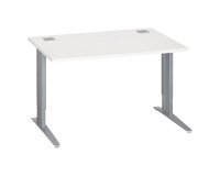 Bureau droit blanc réglable L 120 cm piètement "L" métal Essens