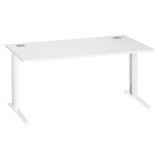 Bureau droit blanc réglable L 160 cm piètement "L" métal Essens
