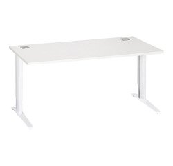 Bureau droit blanc réglable L 160 cm piètement "L" métal Essens