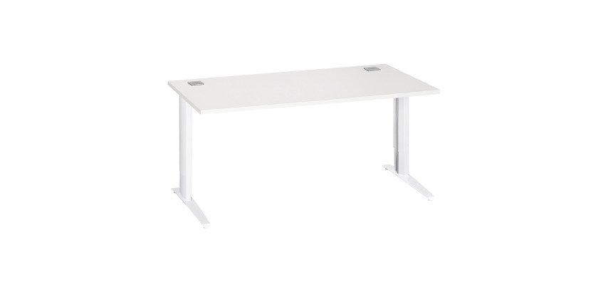 Bureau droit blanc réglable L 160 cm piètement "L" métal Essens