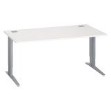 Bureau droit blanc réglable L 160 cm piètement "L" métal Essens