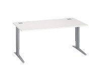 Bureau droit blanc réglable L 160 cm piètement "L" métal Essens