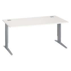 Bureau droit blanc réglable L 160 cm piètement "L" métal Essens