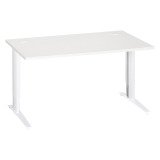 Bureau droit blanc réglable L 140 cm piètement "L" métal Essens