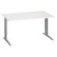 Bureau droit blanc réglable L 140 cm piètement "L" métal Essens