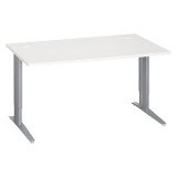 Bureau droit blanc réglable L 140 cm piètement "L" métal Essens
