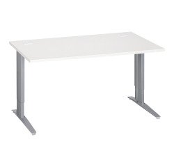 Bureau droit blanc réglable L 140 cm piètement "L" métal Essens