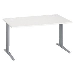 Bureau droit blanc réglable L 140 cm piètement "L" métal Essens