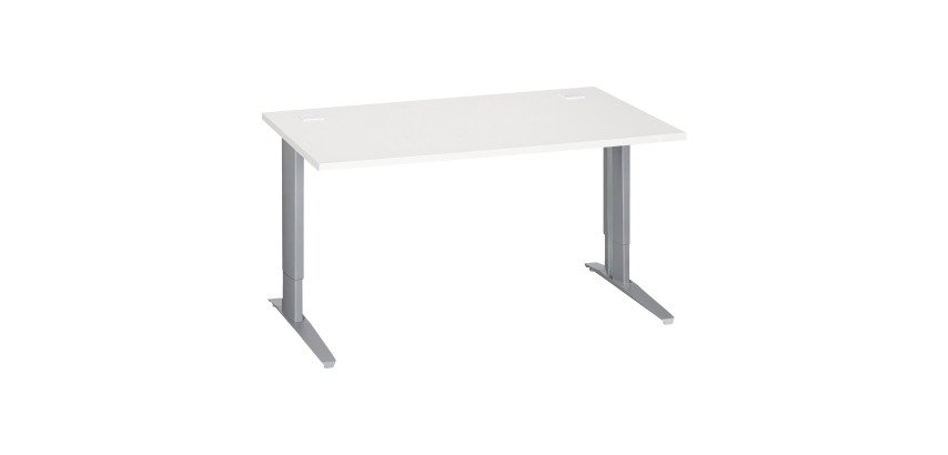 Scrivania lineare excellens bianca 140 cm con gambe regolabili alluminio