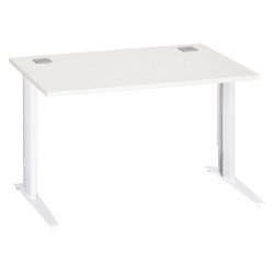 Bureau droit blanc réglable L 120 cm piètement "L" métal Essens
