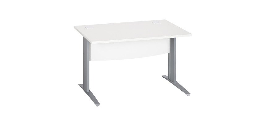 Bureau droit blanc L 120 cm piètement " L" métal Essens