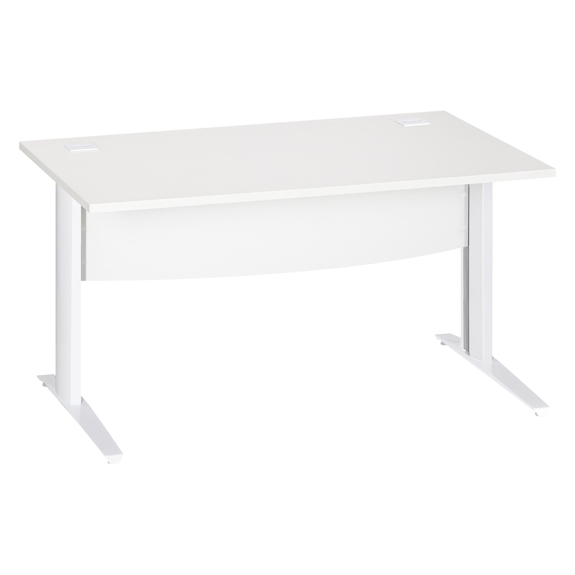 Bureau droit blanc L 140 cm piètement " L" métal Essens