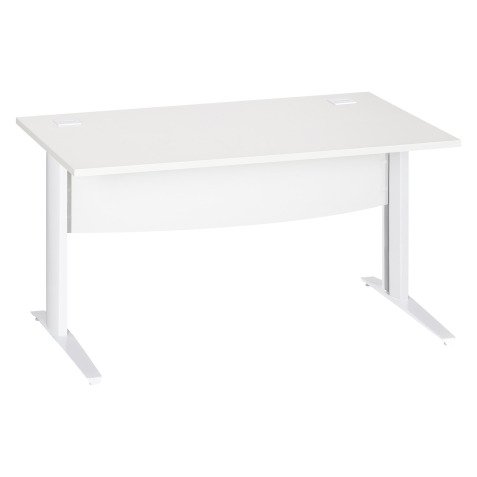 Bureau droit blanc L 140 cm piètement " L" métal Essens