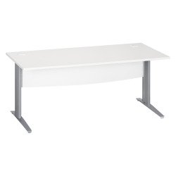 Bureau droit blanc L 180 cm piètement " L" métal Essens