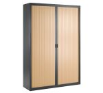 Armoire haute à rideaux démontables décor bois Largeurs spécifiques 200 x 140 cm corps anthracite
