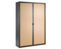 Armoire haute à rideaux démontables décor bois Largeurs spécifiques 200 x 140 cm corps anthracite