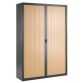 Armoire haute à rideaux démontables décor bois Largeurs spécifiques 200 x 140 cm corps anthracite