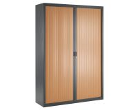 Armoire haute à rideaux démontables décor bois Largeurs spécifiques 200 x 140 cm anthracite-merisier