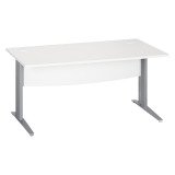 Bureau droit blanc L 160 cm piètement " L" métal Essens