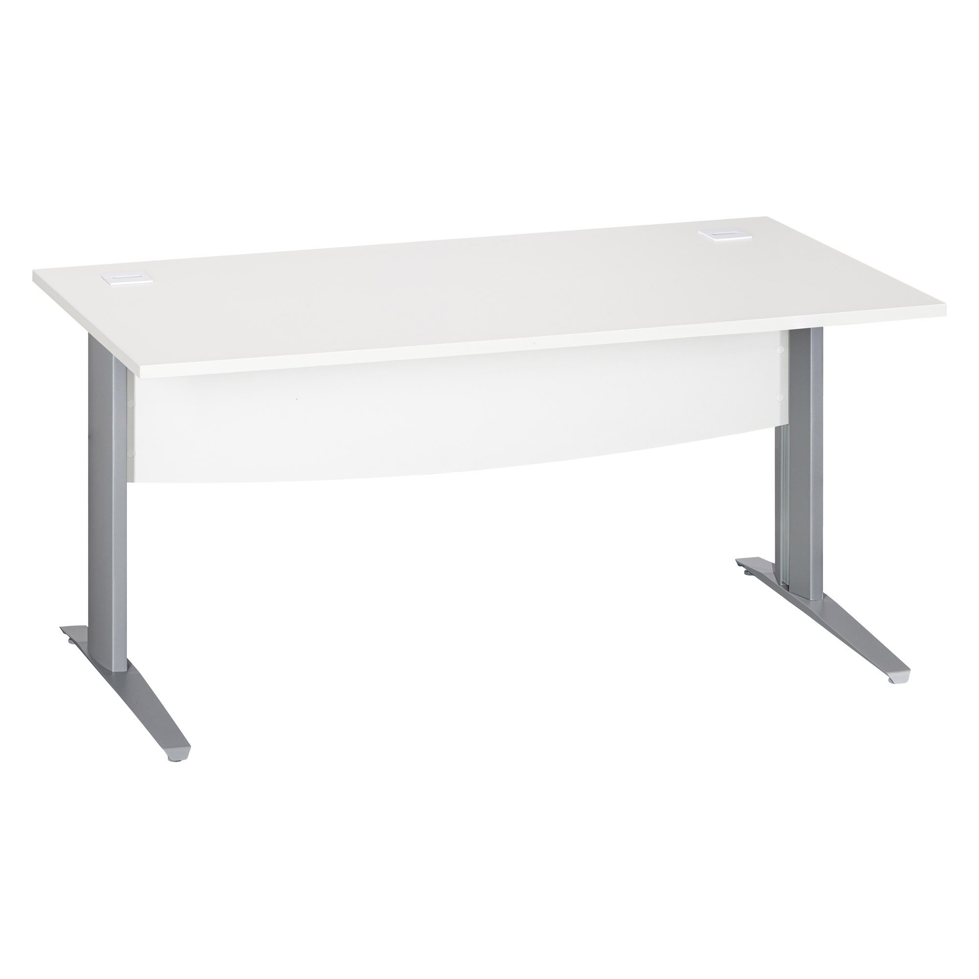 Bureau droit blanc L 160 cm piètement " L" métal Essens