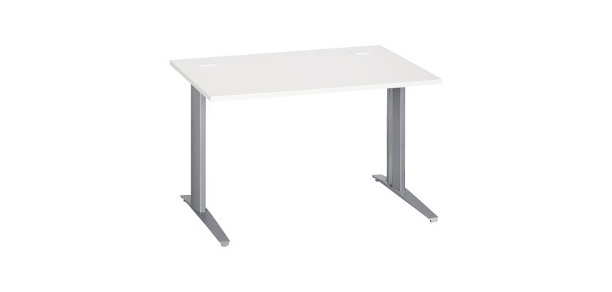 Bureau droit blanc L 120 cm piètement métal Plus Essens