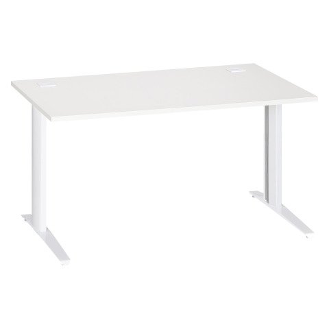 Mesa recta Excellens Patas fijas Metal Plus 140 cm Blanco / Blanco