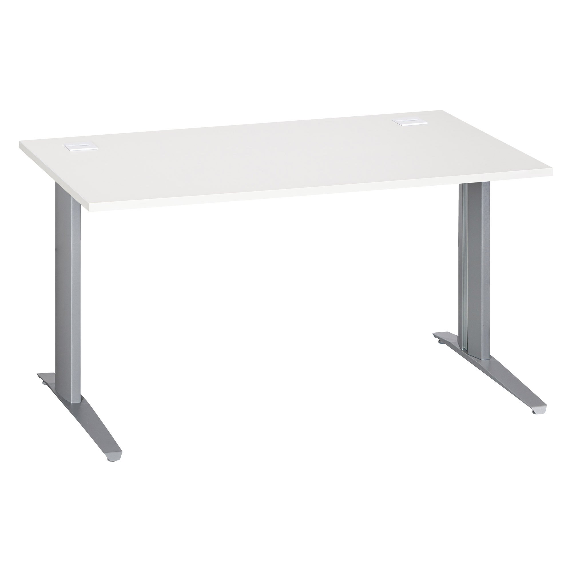 Bureau droit blanc L 140 cm piètement métal Plus Essens