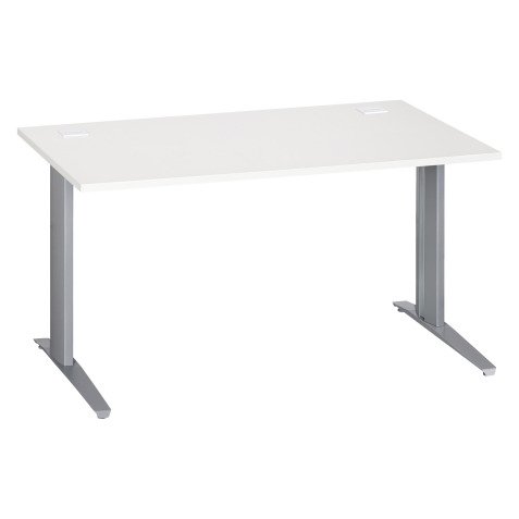 Bureau droit blanc L 140 cm piètement métal Plus Essens