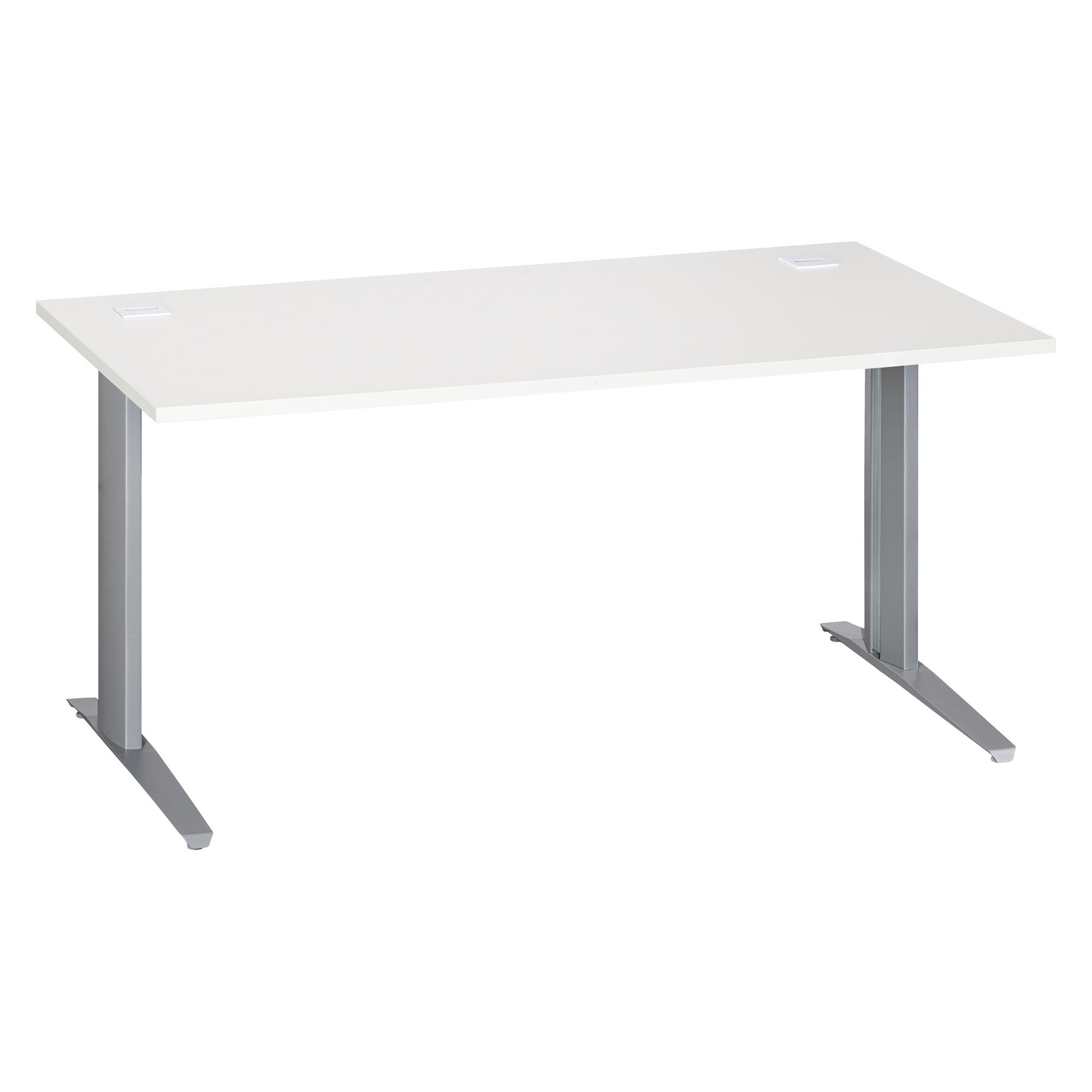 Bureau droit blanc L 160 cm piètement métal Plus Essens