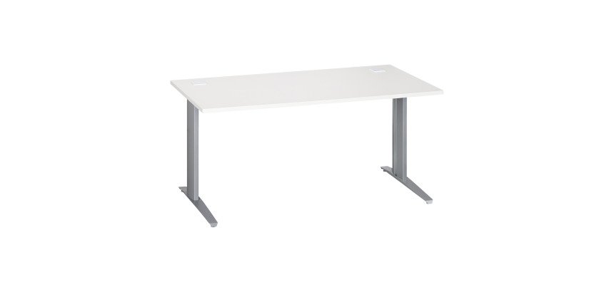 Bureau droit blanc L 160 cm piètement métal Plus Essens
