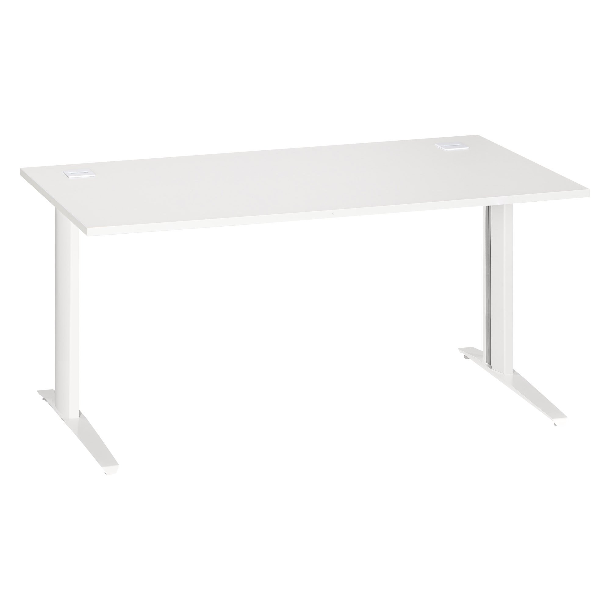 Bureau droit blanc L 160 cm piètement métal Plus Essens