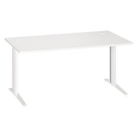 Bureau droit blanc L 160 cm piètement métal Plus Essens
