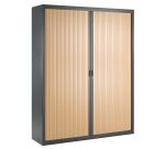 Armoire haute à rideaux démontables décor bois Largeurs spécifiques 200 x 160 cm corps anthracite