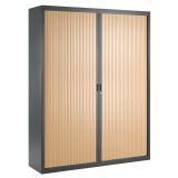 Armoire haute à rideaux démontables décor bois Largeurs spécifiques 200 x 160 cm corps anthracite