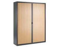 Armoire haute à rideaux démontables décor bois Largeurs spécifiques 200 x 160 cm corps anthracite