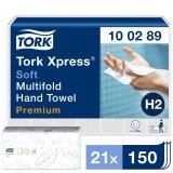 Essuie-mains pliage enchevêtré Tork H2 Premium Doux standard - Carton de 3150