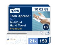 Tork Premium Hand Towels H2 M-fold White 2 Ply 100289 Pack of 21 of 150 Sheets