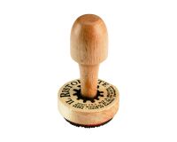 Sello personalizado manual de madera con caucho 30 mm Redondo 3 líneas 