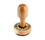 Sello personalizado manual de madera con caucho 20 mm Redondo 2 líneas 