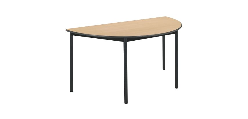 Table multi-usages demi-rond L 140 x P 70 cm, piétement noir - Confort