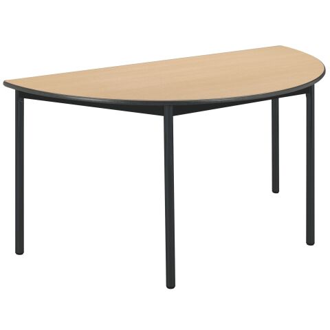 Mesa multiforma haya Confort semirredonda diámetro 140 cm patas negras