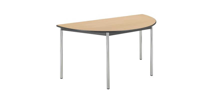 Table multi-usages demi-rond L 140 x P 70 cm, piétement chromé - Confort