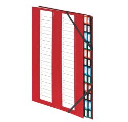 Carpeta clasificadora de pestañas metálicas Extendos, 24 divisiones burdeos