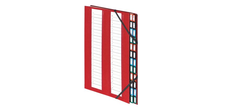 Carpeta clasificadora de pestañas metálicas Extendos, 24 divisiones burdeos