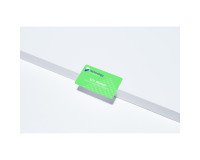 Badge laser Avery adhesive white with blue frame 50 x 80 mm - box of 200